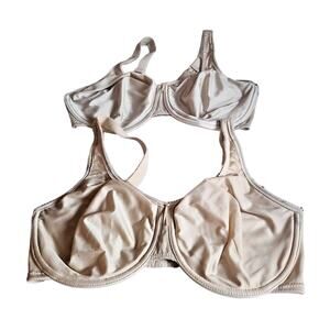 Lot of 2 Wacoal Basic Beauty Beige Full Figure Seamless Underwire Bra Size 38DD